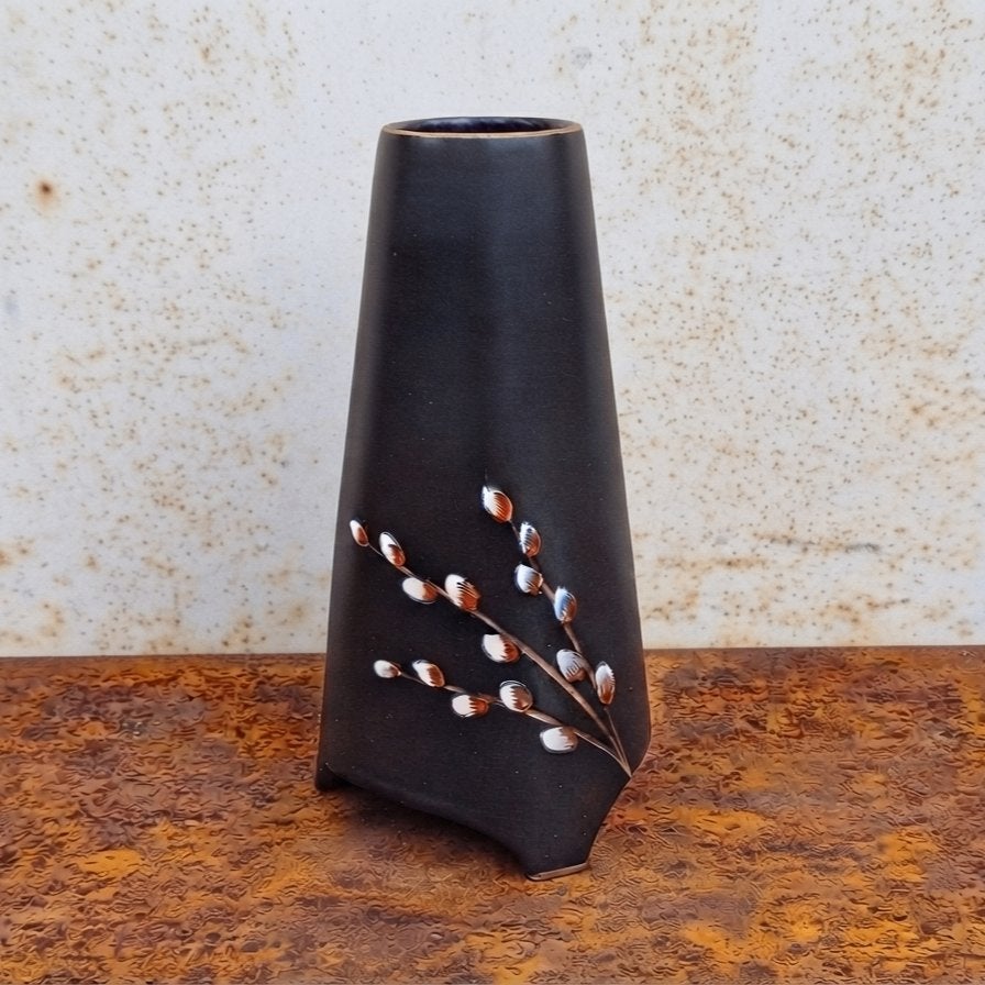 Vintage 50s Vaas FLORA Plateel Gouda Keramiek LENTE Jaren 50, Ophalen of Verzenden