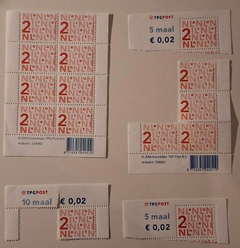Postzegels set bijplakzegels TPG TNT post, Ophalen of Verzenden