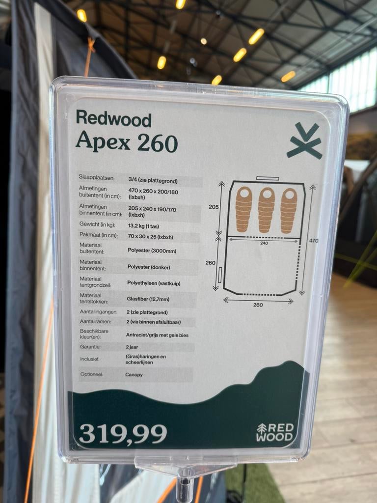 NIEUW! Redwood Apex 260 Tent (ongebruikt in doos), Ophalen of Verzenden, Nieuw, Tot en met 4