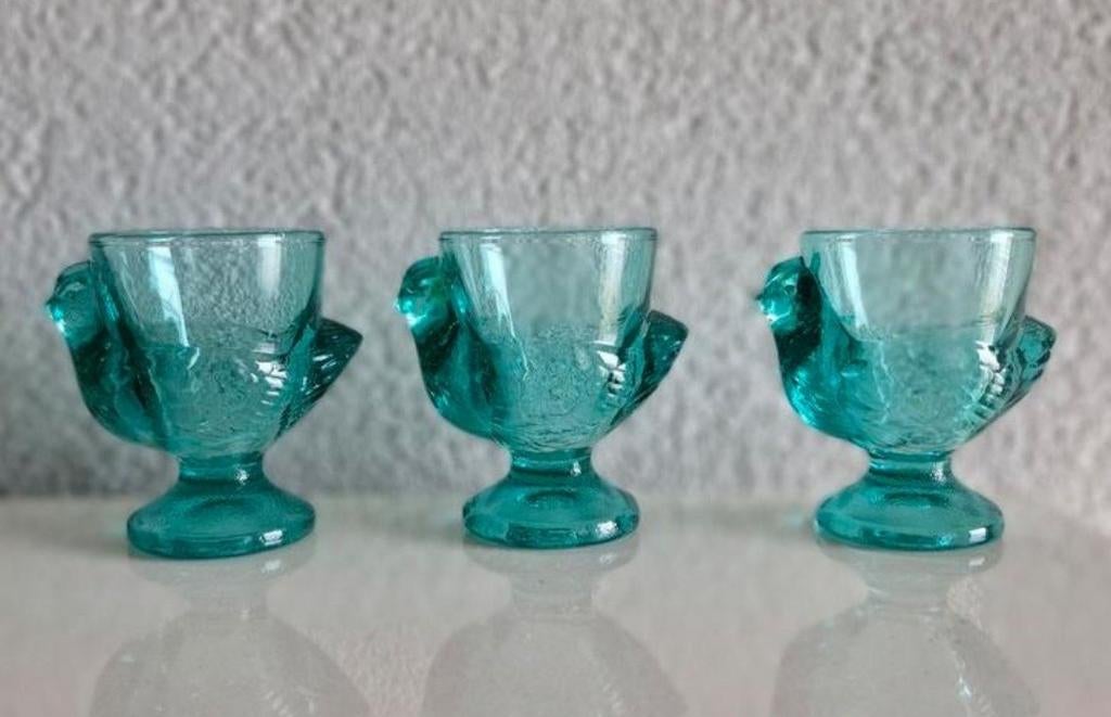 Drie eierdopjes Luminarc France Kip, Overige typen, Ophalen of Verzenden, Overige stijlen, Glas