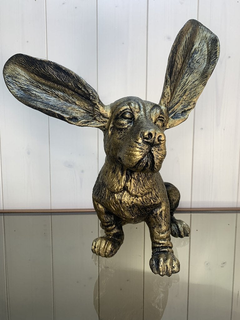basset hond antiek goud uit de collectie van Shabella-deco  , Brocante, Meerkleurig, Shabella, Nieuw