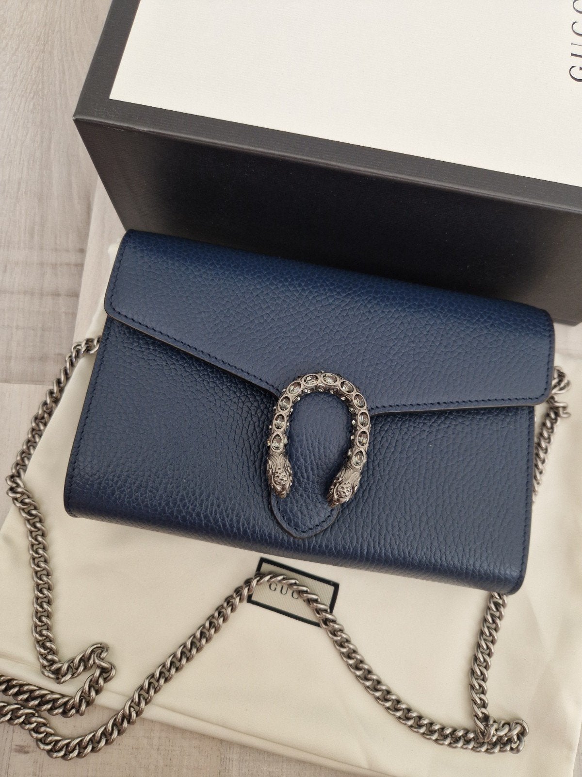 Gucci Wallet On Chain (origineel), Ophalen of Verzenden, Zo goed als nieuw, Blauw, Leer