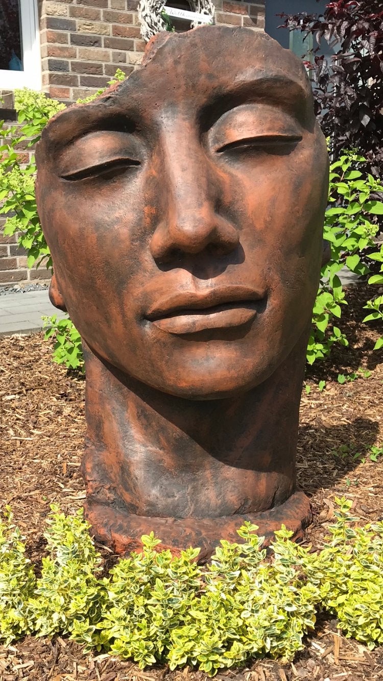 Gezicht 115cm 150kg torso buste gezichtsmasker stenen beeld, Tuin en Terras, Ophalen of Verzenden, Nieuw, Beton, Mensenbeeld