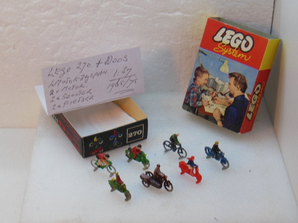 LEGO 270 - 7x Motor/Scooter/Fiets - 1:87 +DOOSJE 270, Ophalen of Verzenden, Gebruikt, Overige typen, Overige merken