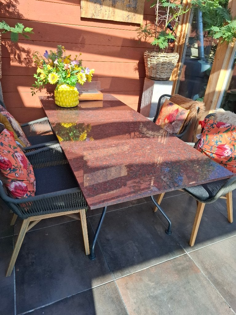 Granieten tuintafel, Tuin en Terras, Ophalen, Zo goed als nieuw, Rechthoekig, Metaal