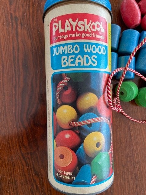 Vintage Playskool no 702 Jumbo Wood Beads Chicago 1974, Ophalen of Verzenden