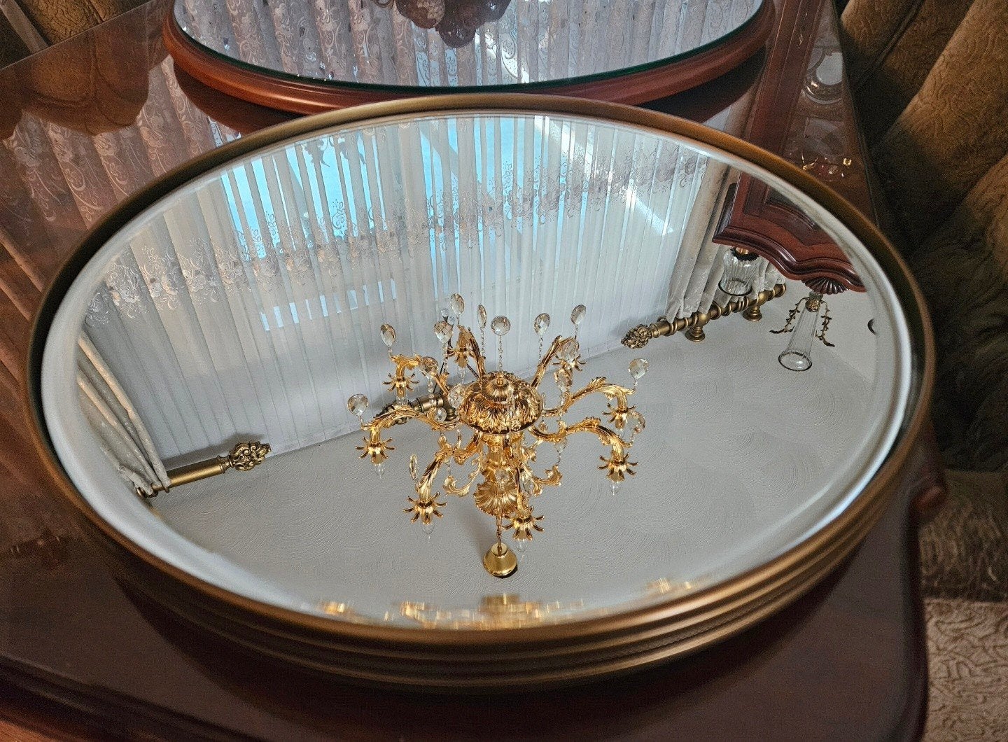 Baroque brons spiegeldienblad groot, Ophalen of Verzenden, Rond, Metaal