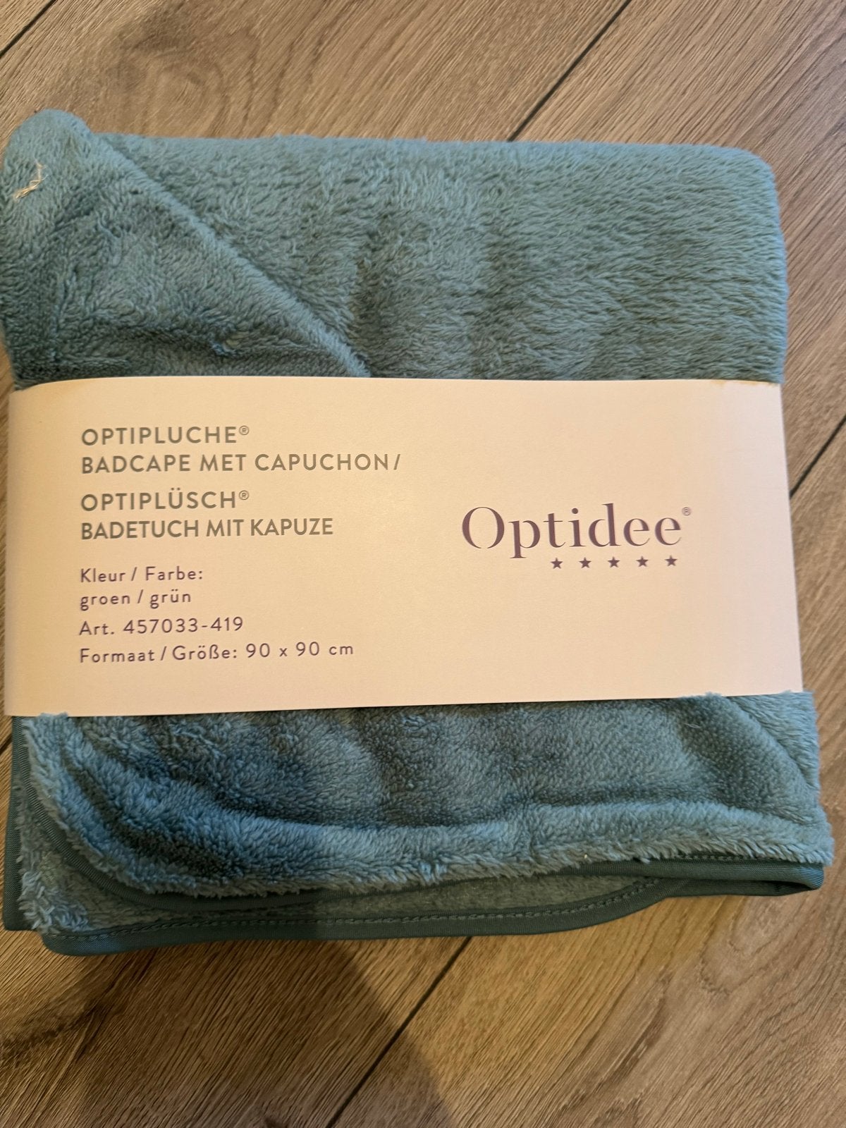 Optidee Optipluche Badcape met capuchon - Groen 90x90 cm, Overige merken, Badlaken, Nieuw, Ophalen of Verzenden