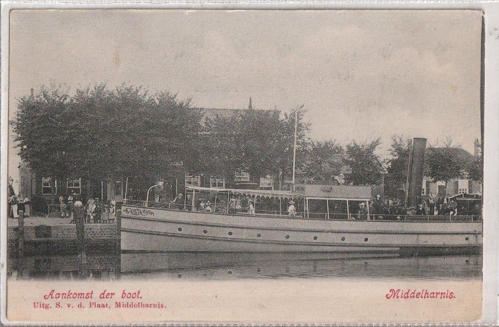 Middelharnis met stoomboot, Verzenden, Voor 1920, Ongelopen, Zuid-Holland