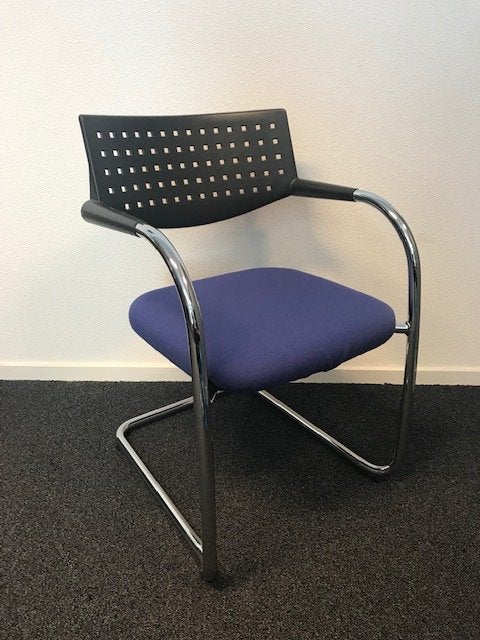 Vergaderstoelen Vitra Visavis by Antonio Citterio chroom, Niet ingevuld, Gebruikt, Blauw, Niet ingevuld
