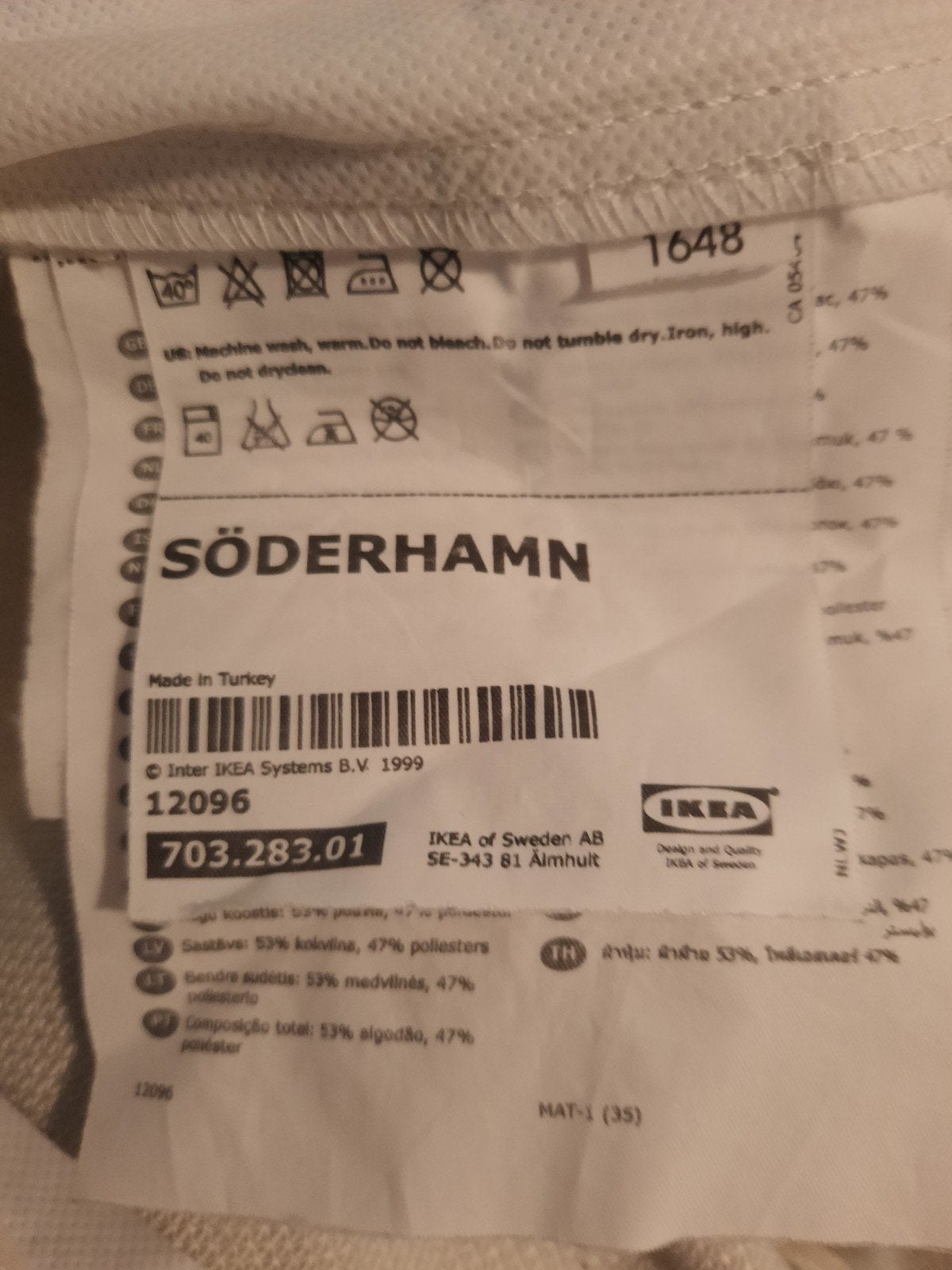 Gebruikte hoes voor IKEA Söderhamn 3-zits element wit, Huis en Inrichting, Banken | Bankstellen, Ophalen, Gebruikt, Driepersoons