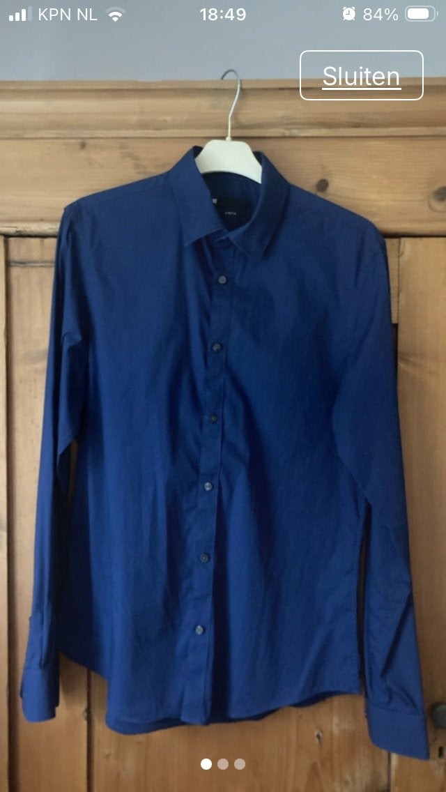 Bloes blauw mt M WE, Ophalen of Verzenden, Zo goed als nieuw, Blauw, Halswijdte 39/40 (M)