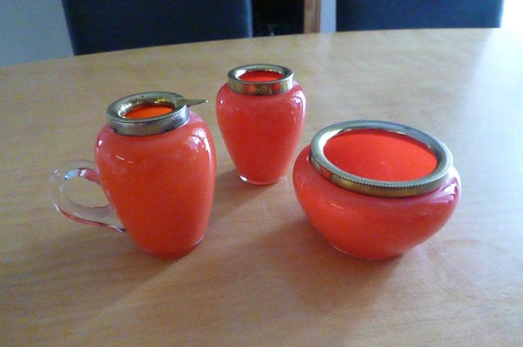 retro suiker- melkkannetje en lepelpotje, Verzamelen, Ophalen of Verzenden, Huis en Inrichting