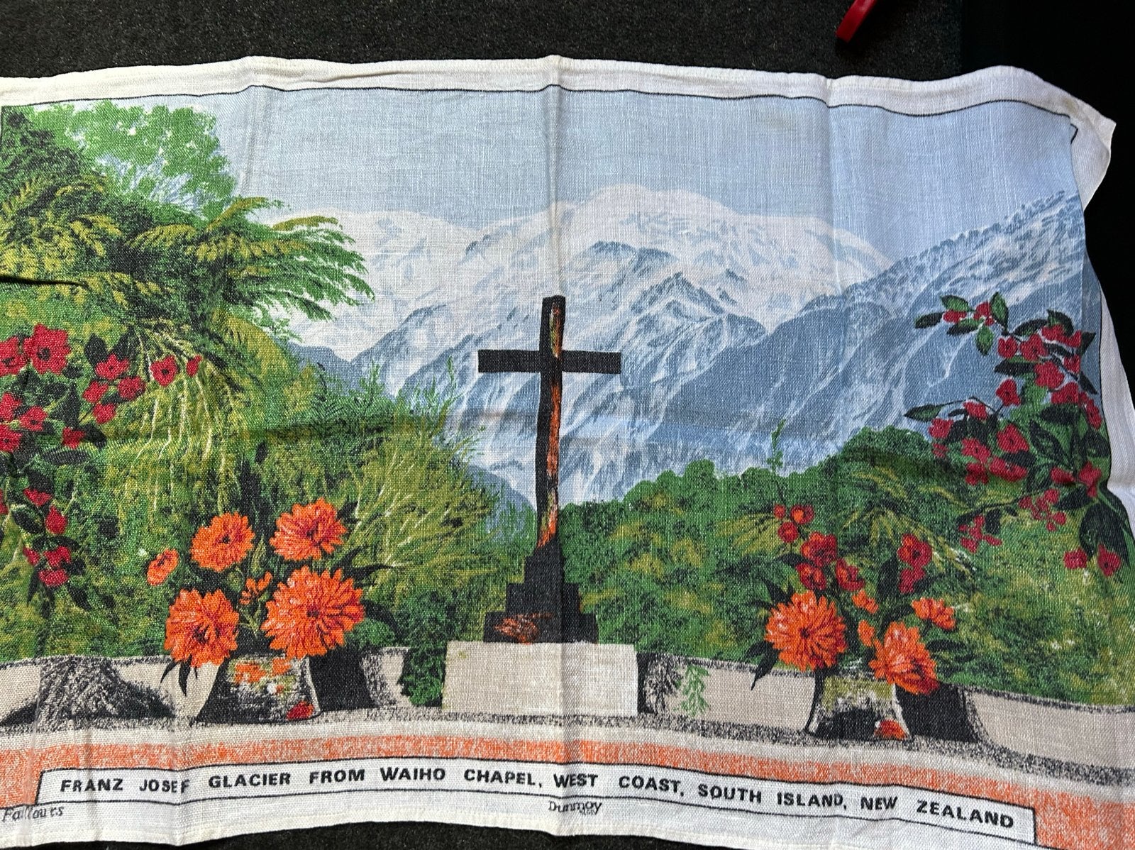 Retro theedoek Nieuw-Zeeland toerisme Franz Josef Glacier, Ophalen of Verzenden, Gebruikt