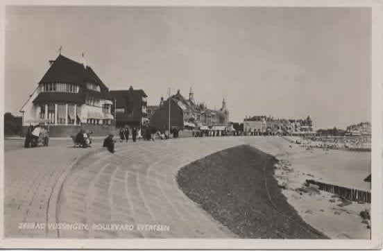 Vlissingen Boulevard Evertsen, Verzenden, 1920 tot 1940, Gelopen, Zeeland