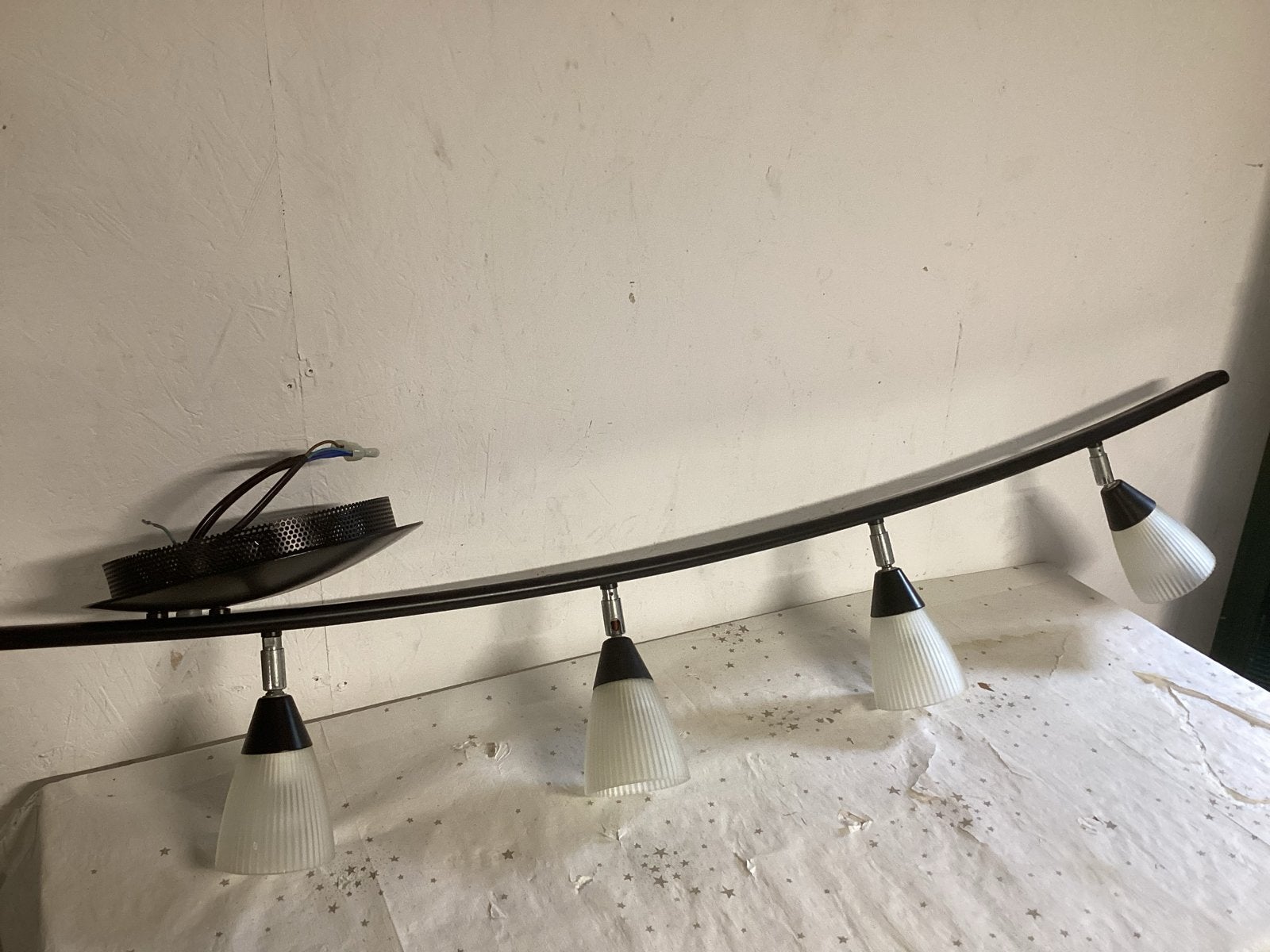 Moderne plafondlamp met 4 spots - Zwart/Wit, Ophalen of Verzenden, Gebruikt, Metaal, Overige fittingen