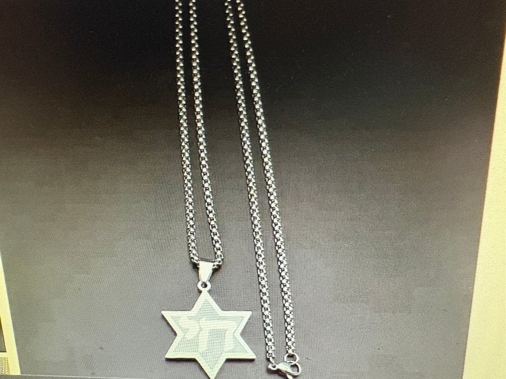 Schitterende RVS ketting Davidster en Chai in zilverkleur, Nieuw, Ophalen of Verzenden, Zilver, Overige materialen
