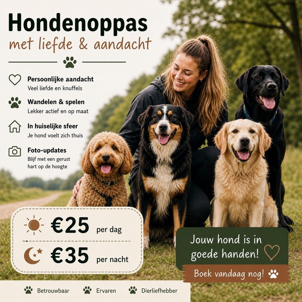 Hondenoppas assen aangeboden, Diensten en Vakmensen, Dieren | Honden | Verzorging, Oppas en Les, Particuliere oppas
