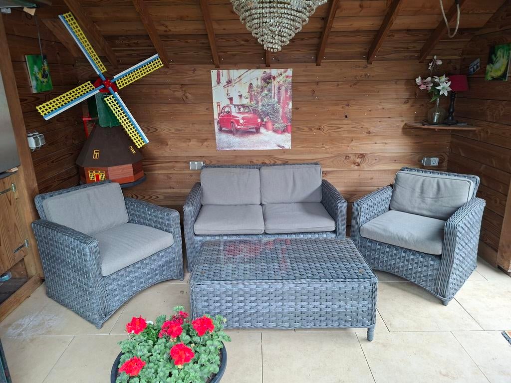 Lounge set ratan ., Ophalen of Verzenden, Gebruikt, Bank