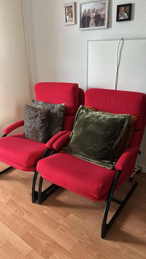 Twee roden mooie fauteuils, Huis en Inrichting, Fauteuils, Ophalen, Gebruikt, 75 tot 100 cm, 50 tot 75 cm