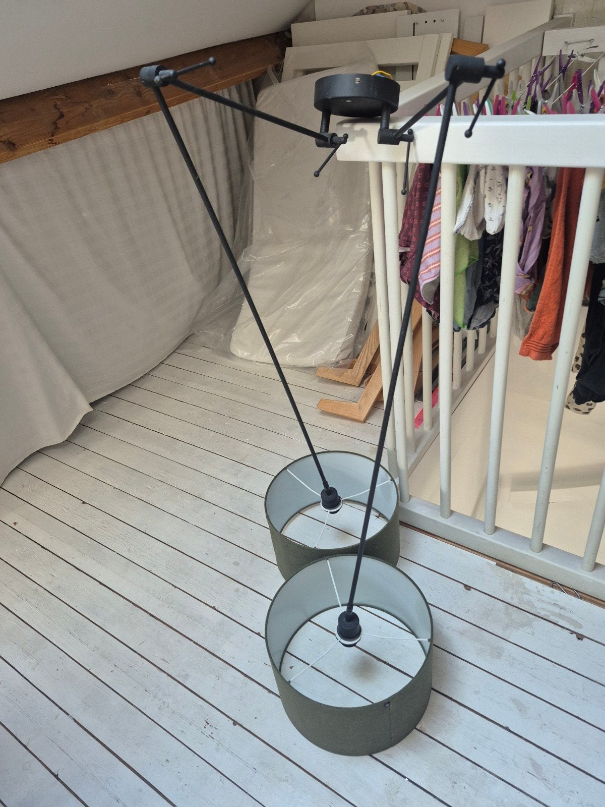 Qazqa Hanglamp met twee kappen, Ophalen, Gebruikt, Metaal, Modern industrieel
