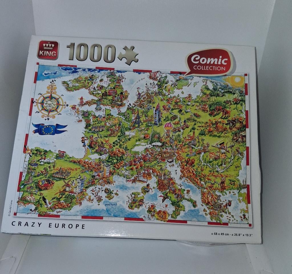 King Puzzel Crazy Europe, Ophalen of Verzenden, 500 t/m 1500 stukjes, Nieuw, Legpuzzel