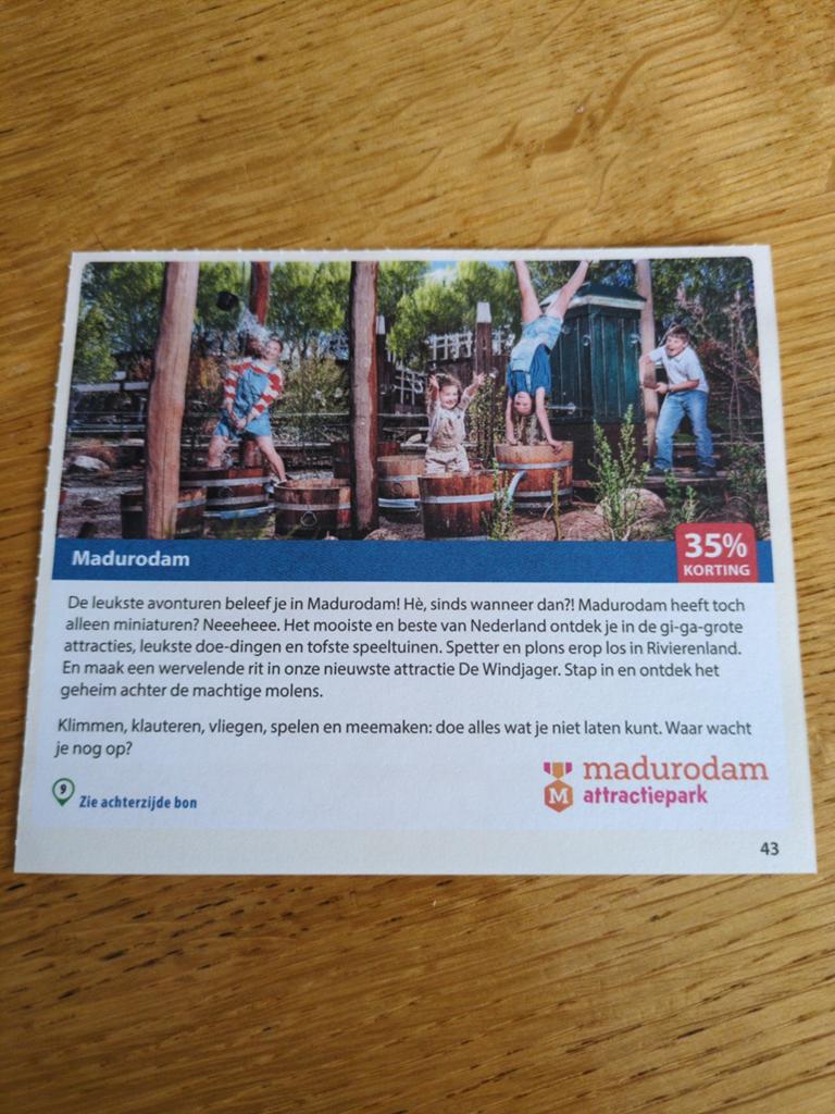 Kortingsbon voor Madurodam, Drie personen of meer, Kortingskaart