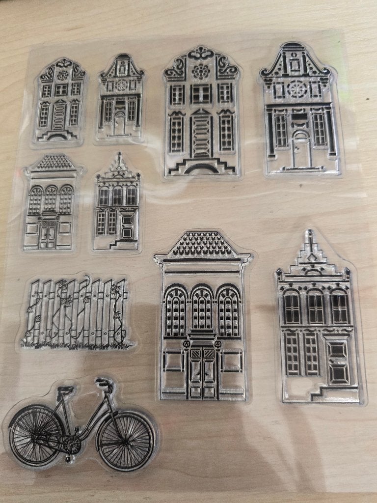 Stempelset oud Hollandse huisjes, Hobby en Vrije tijd, Stempelen, Ophalen of Verzenden, Nieuw, EZ-mounted stempel