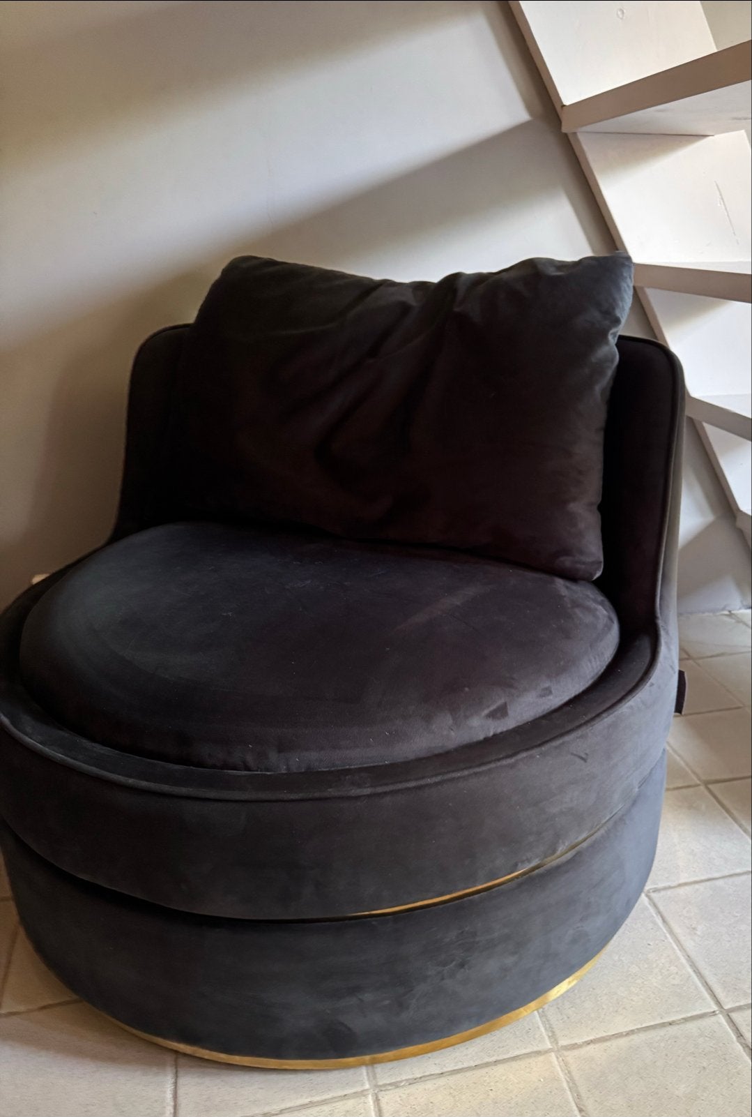 Richmond Draaifauteuil antraciet met goud, Huis en Inrichting, Fauteuils, Gebruikt, Stof, 75 tot 100 cm, Minder dan 75 cm, Ophalen