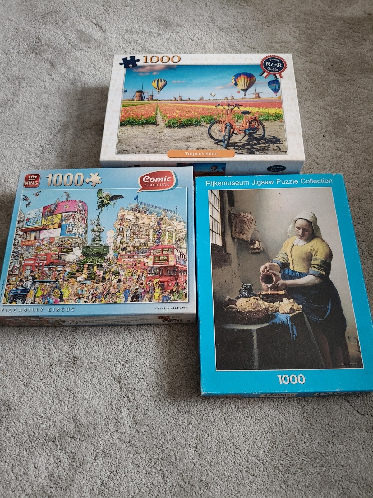 3 Legpuzzels van 1000 stukjes, Ophalen of Verzenden, 500 t/m 1500 stukjes, Gebruikt, Legpuzzel