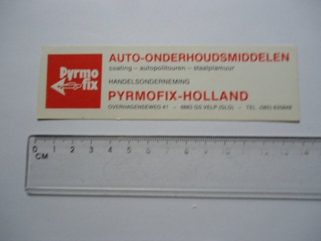 sticker oud Velp Pyrmofix auto onderhoud schade garage, Verzenden, Zo goed als nieuw, Bedrijf of Vereniging
