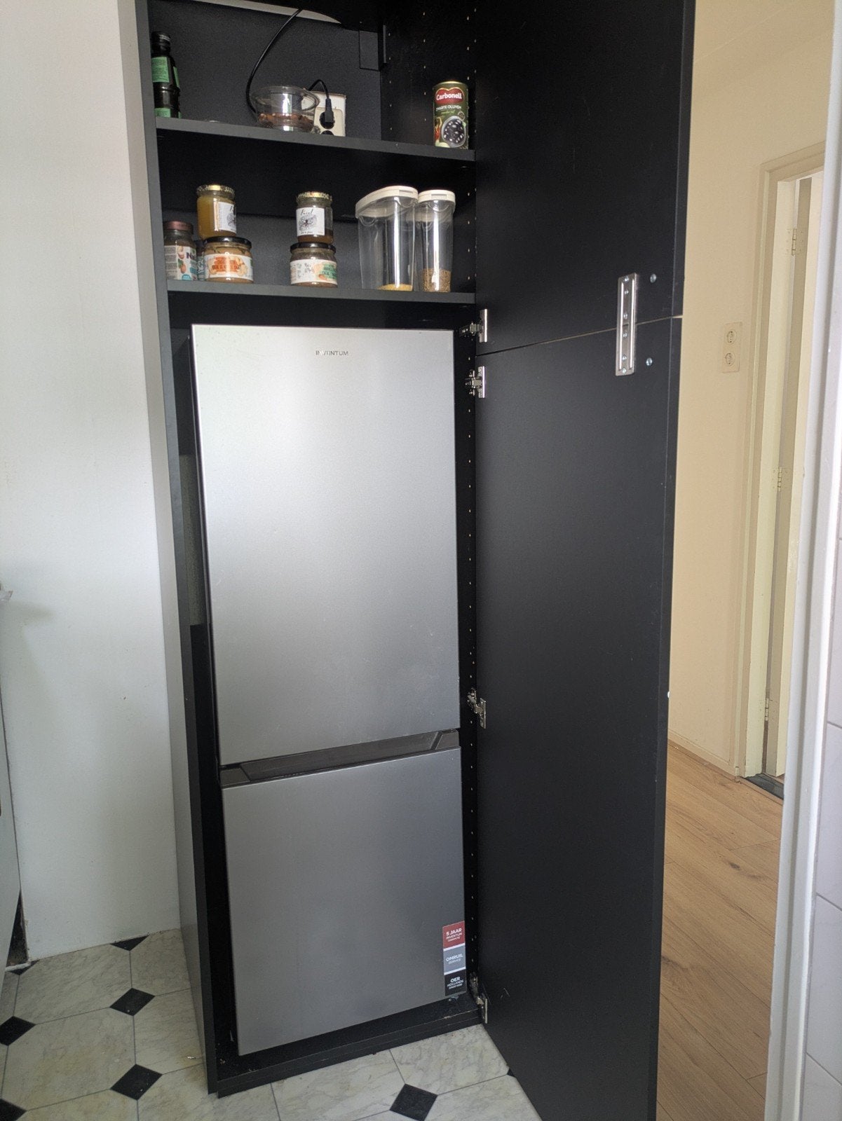 Inventum KV1435S Koel-vriescombinatie - Zilver, Witgoed en Apparatuur, Koelkasten en IJskasten, Ophalen, 150 tot 200 liter, Gebruikt