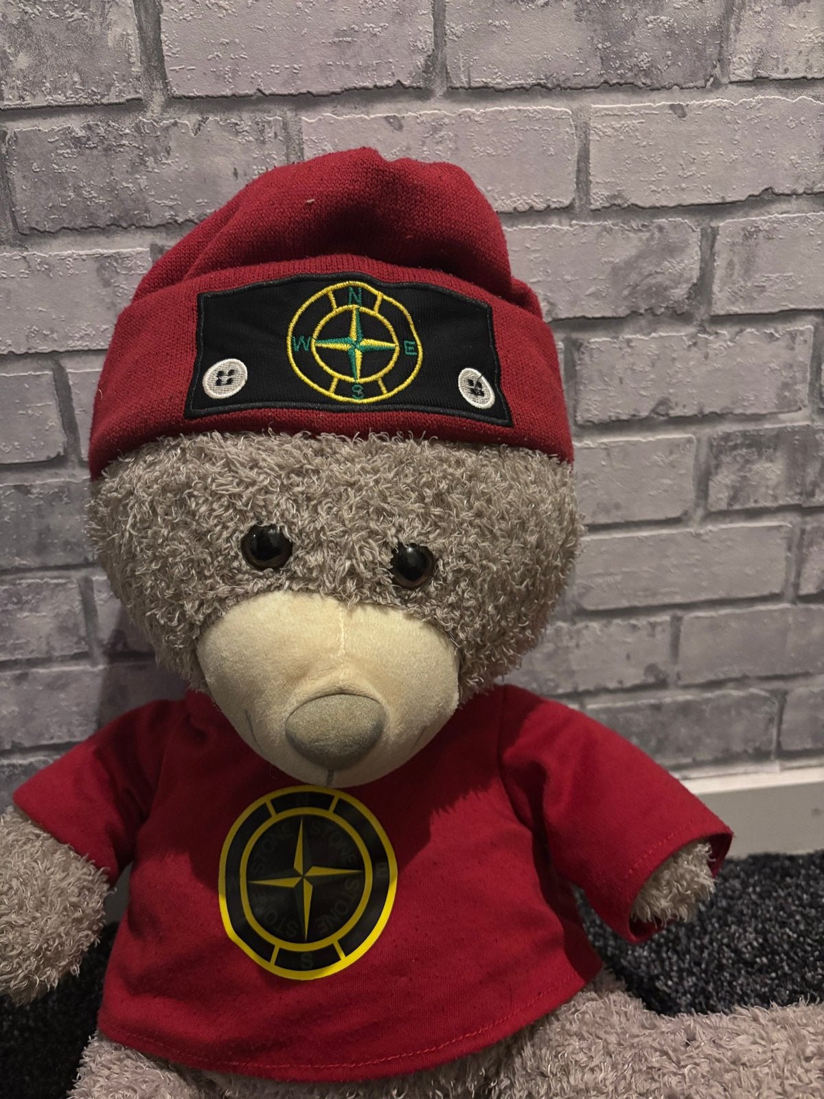 Nieuwe teddybeer met Stone Island kleding - 35 cm, Overige merken, Overige karakters, Beer, Nieuw