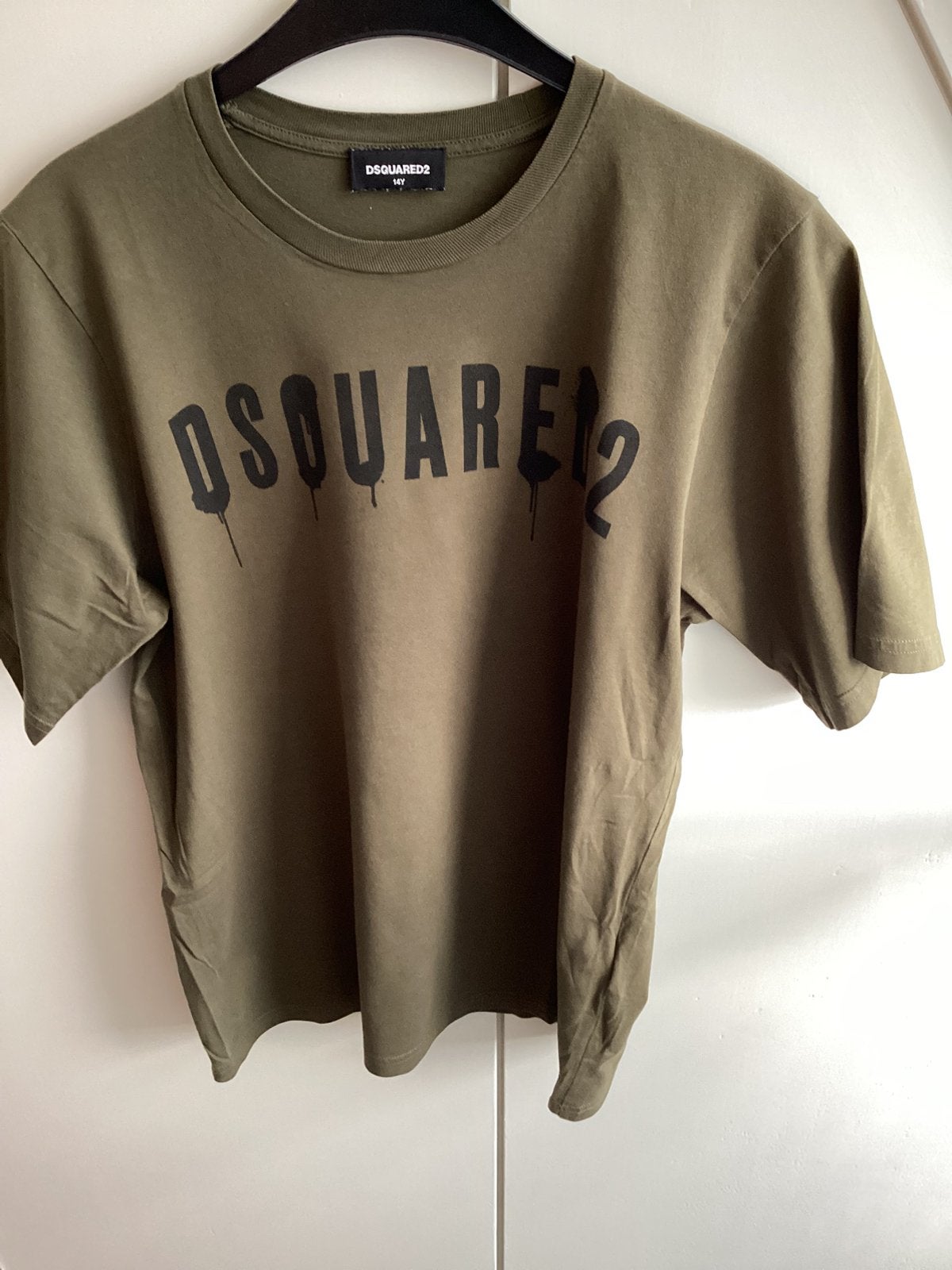 Dsquared2 khaki shirt maat 176 unisex, Ophalen of Verzenden, Zo goed als nieuw, Jongen of Meisje, Shirt of Longsleeve