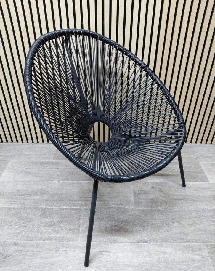 4 Zwarte Retro tuinstoelen - Nieuw, Kunststof, Nieuw, Stapelbaar, Ophalen