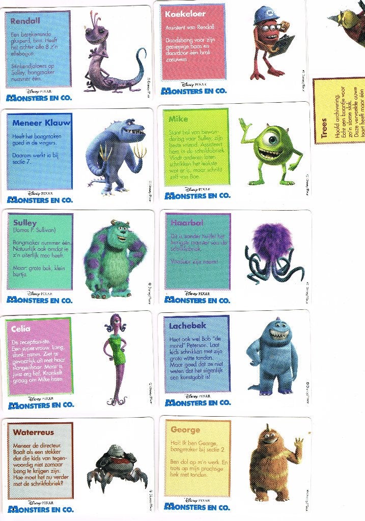 MONSTERS EN CO - KAARTJES, Ophalen of Verzenden, Overige typen