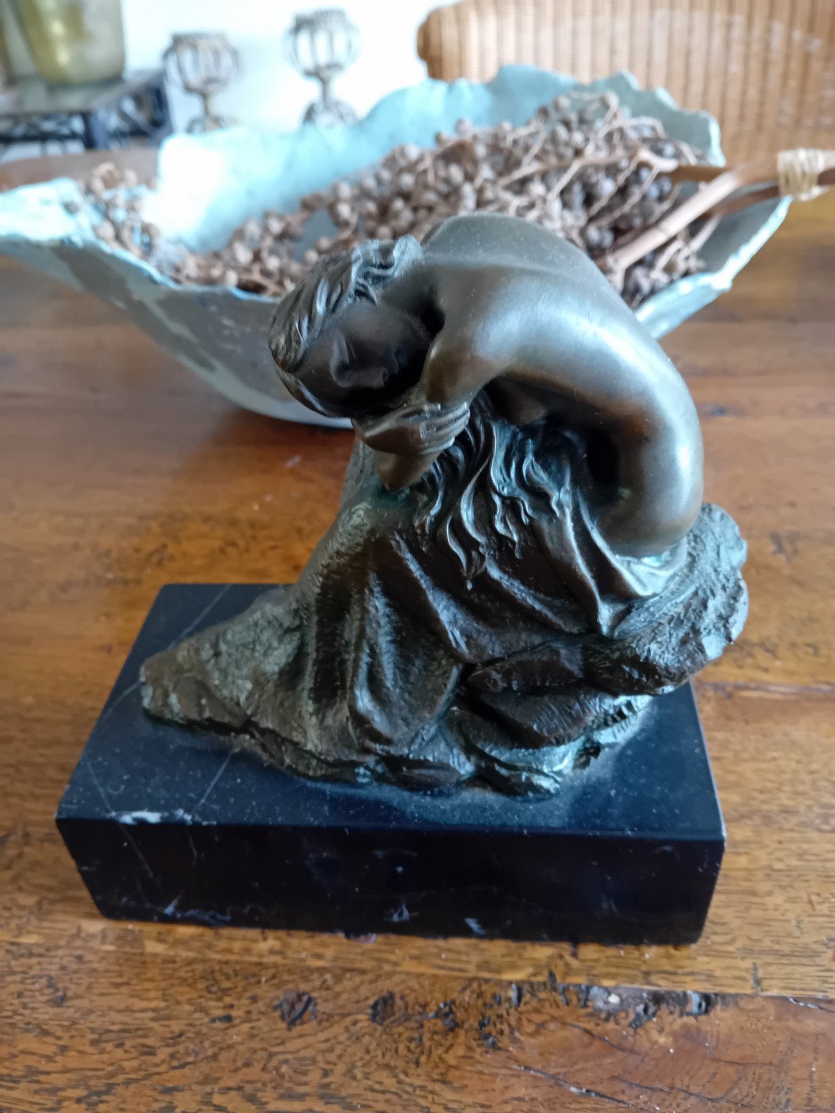 Gesigneerd bronzen beeld van Milo op marmeren sokkel, Ophalen, Minder dan 20 cm, Brons, Beeld