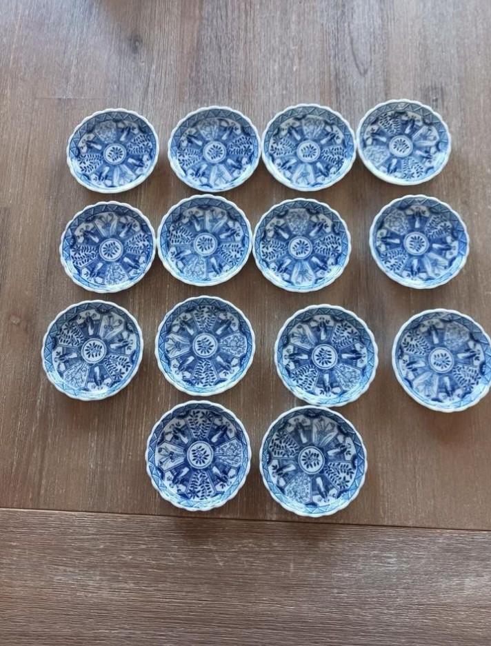14 Lange Lijs onderzetters - Blauw/Wit porselein, Antiek en Kunst, Ophalen of Verzenden