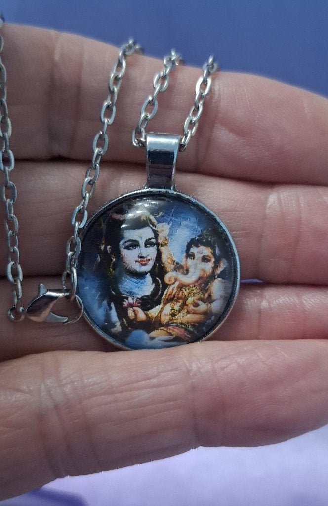 Halskettinkje met Shiva en Ganesha, Verzenden, Nieuw, Zilver, Overige materialen