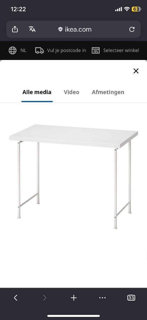 Ikea desk LINNMON / SPÄND white, Ophalen, Gebruikt, Spaanplaat of MDF, Schoolbureau