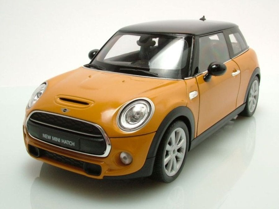 Mini Cooper S, kleur donkergeel, welly 1:18, Ophalen, Nieuw, Auto, Welly