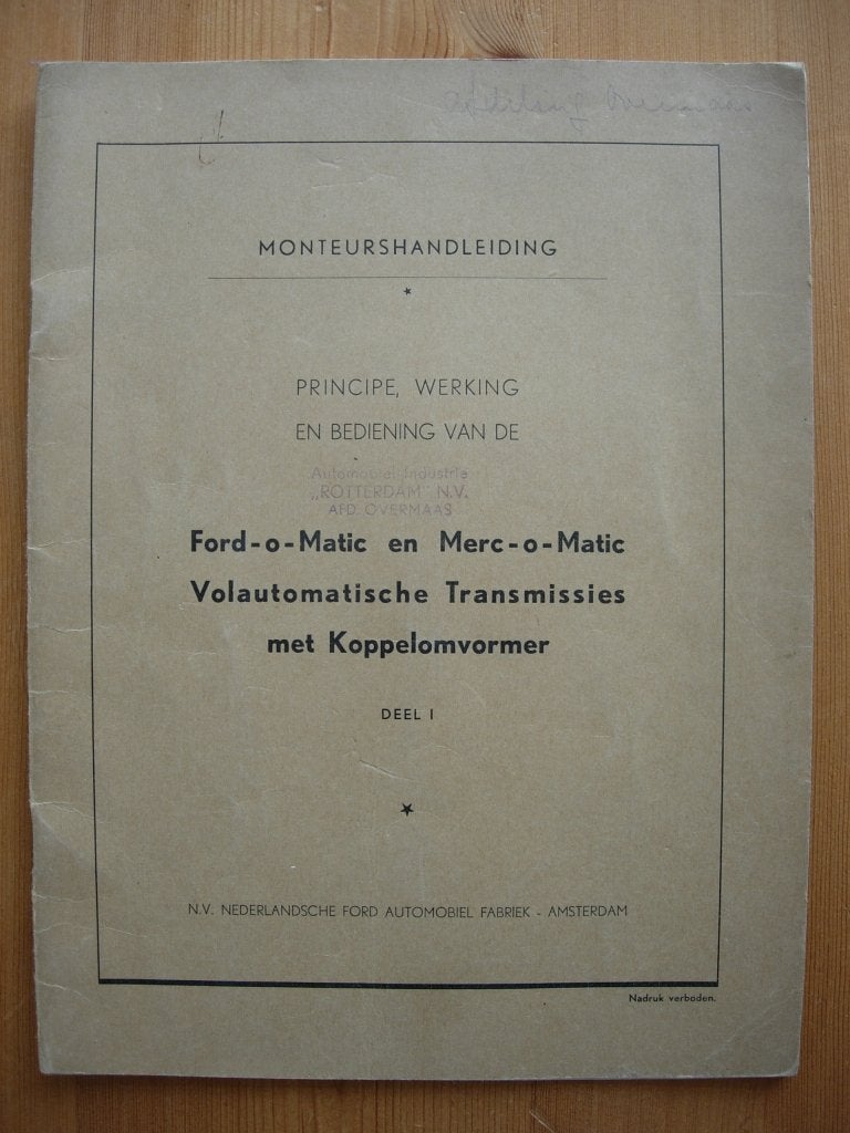 Ford & Mercury Automaat Handleiding 1953 - Ford-o-Matic, Ophalen of Verzenden
