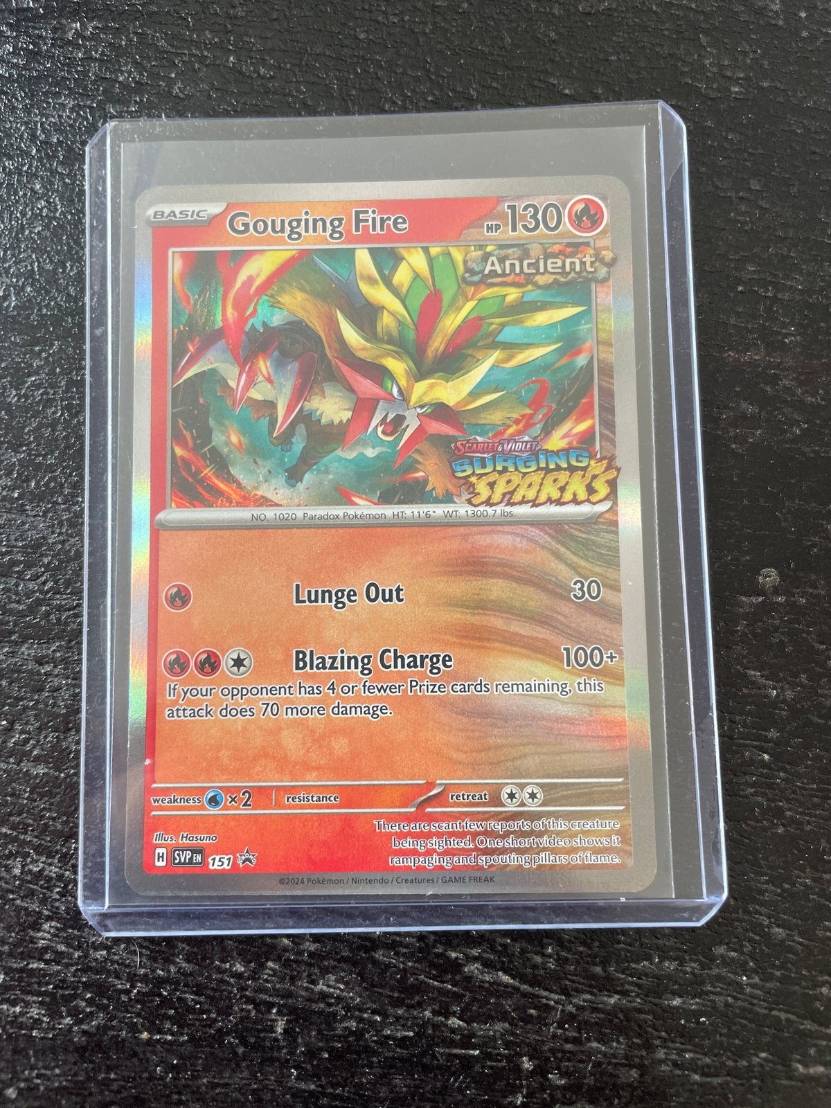 Gouging Fire Pokémon kaart - 157, Ophalen of Verzenden, Zo goed als nieuw, Losse kaart, Foil