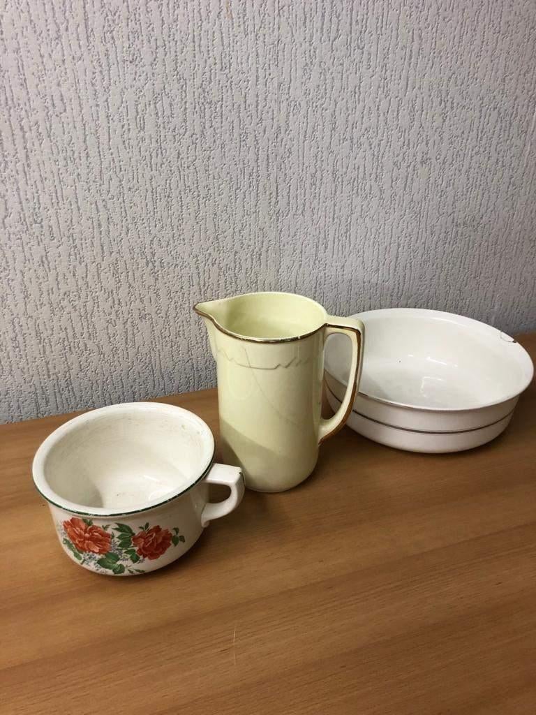 Waskom ,Waterkan en Po , jaren 60/70, Ophalen, Vintage, Gebruikt, Meerkleurig