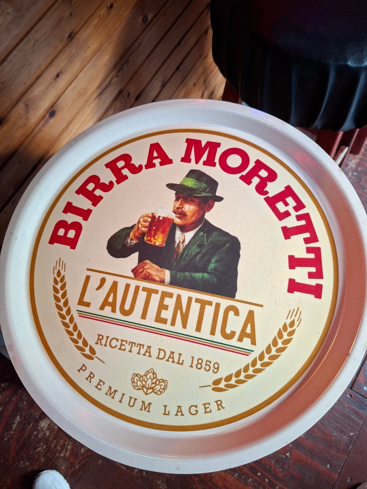 Vintage Birra Moretti dienblad - L'Autentica, Verzamelen, Biermerken, Ophalen of Verzenden, Gebruikt, Overige typen, Overige merken