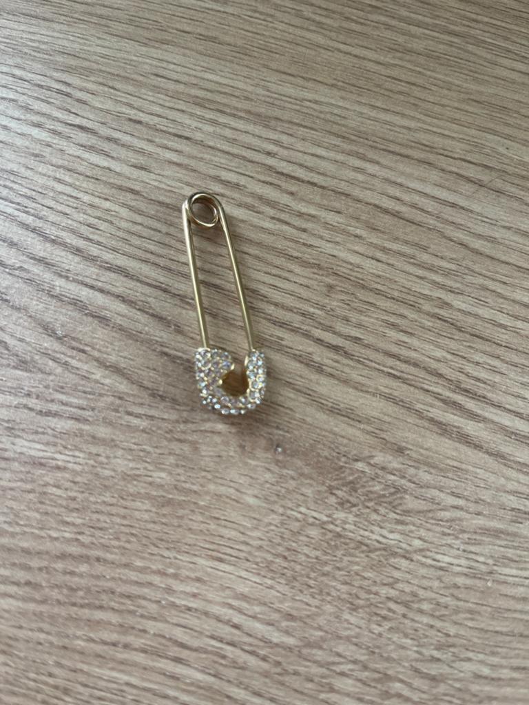 Swarovski Gouden veiligheidsspeld met strass steentjes, Sieraden, Tassen en Uiterlijk, Broches, Overige materialen, 4 tot 7 cm