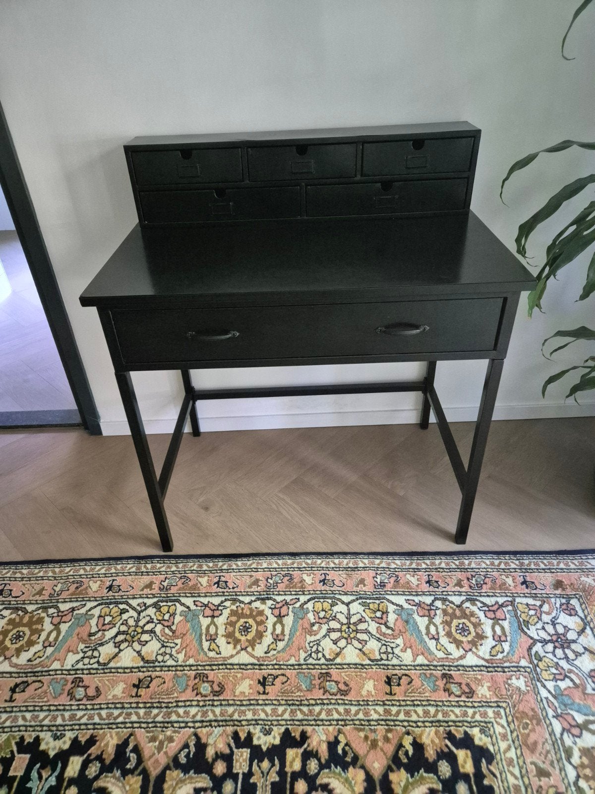 Zwart Secretaire Bureau met Lades en Opbergruimte, Huis en Inrichting, Bureaus, Ophalen, Gebruikt, Hout, Secretaire
