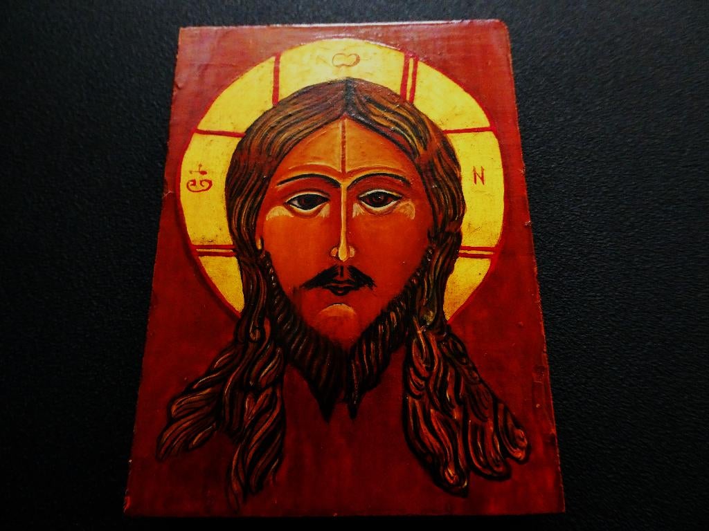 Een handgeschilderd icoon met Jezus Christus, Antiek en Kunst, Antiek | Religie, Ophalen of Verzenden