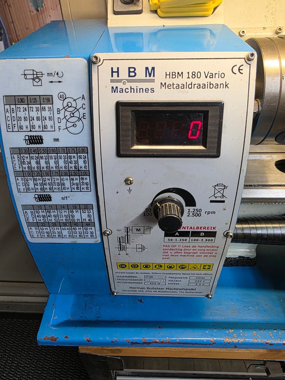 H B M 180x300 Metaal draaibank, Ophalen of Verzenden, Metaaldraaibank