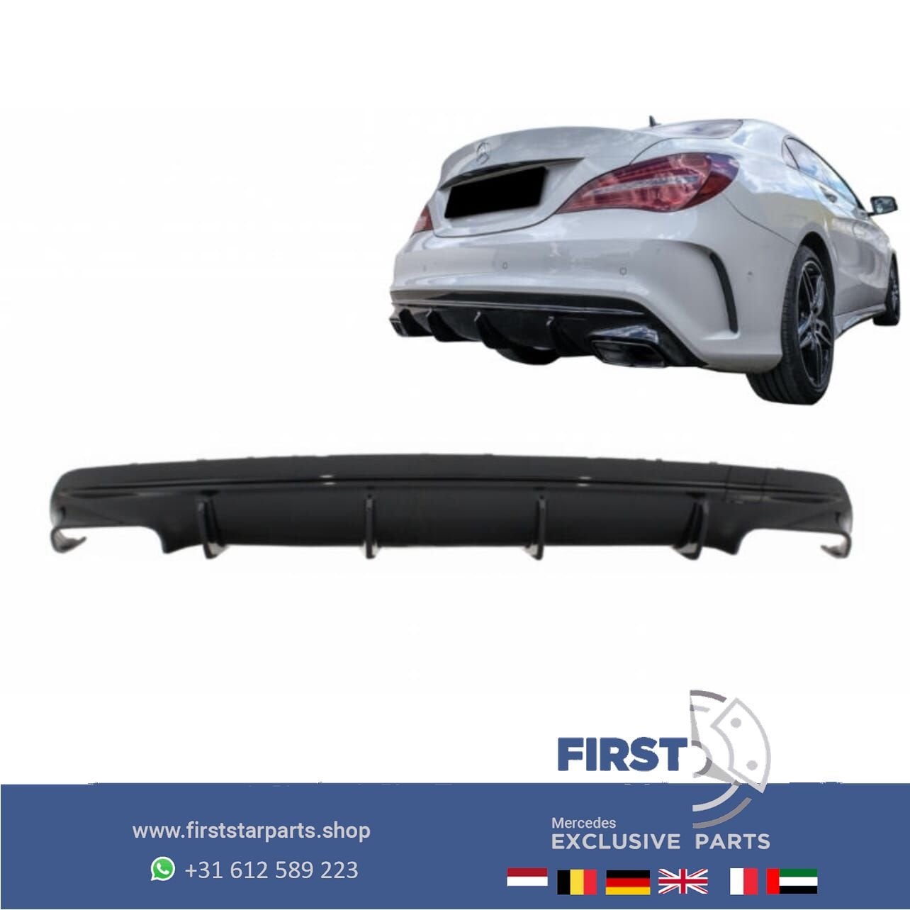 W117 C117 X117 FACELIFT CLA45 AMG DIFFUSER + UITLAAT SIERSTU, Gebruikt, -, Ophalen of Verzenden, -